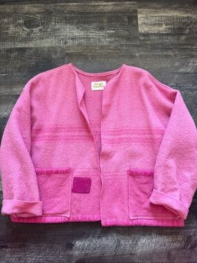 Pink Open Front Wool Jacket